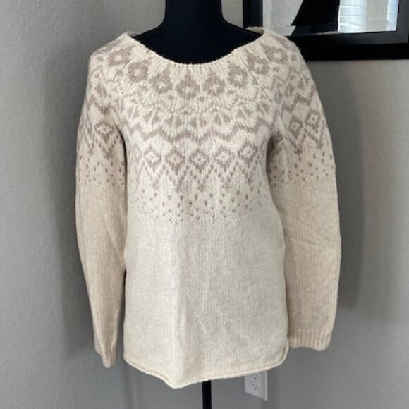 SONOMA Nordic Fair Isle Oversized Pullover Sweater Ivory Small - Picture 1 of 13